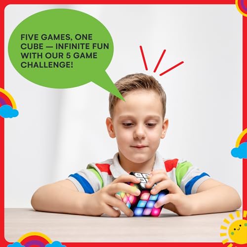 Winning Fingers Flashing Cube Electronic Memory and Brain Game - 4-in-1 Handheld Stem Toys for Kids - Cool Gadgets, Games for Boys and Girls - Fun Family Game for Kids Ages 6-12 - Educational Gift Toy