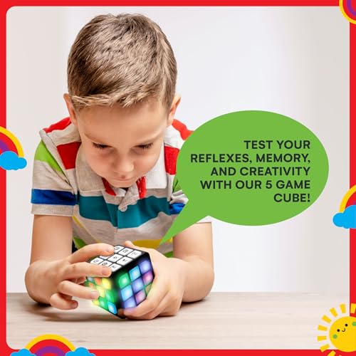 Winning Fingers Flashing Cube Electronic Memory and Brain Game - 4-in-1 Handheld Stem Toys for Kids - Cool Gadgets, Games for Boys and Girls - Fun Family Game for Kids Ages 6-12 - Educational Gift Toy