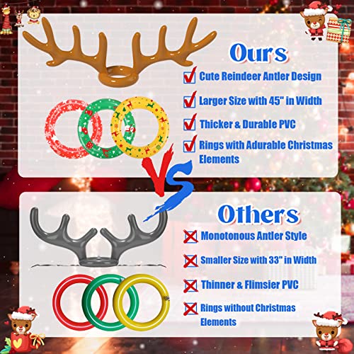 Uniqhia Inflatable Reindeer Antler Ring Toss Game, 2024 Christmas Games Ring Toss for Christmas Party Games, Patented