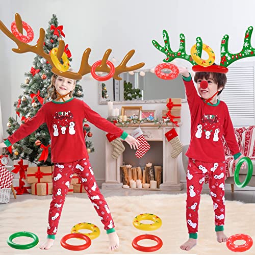 Uniqhia Inflatable Reindeer Antler Ring Toss Game, 2024 Christmas Games Ring Toss for Christmas Party Games, Patented