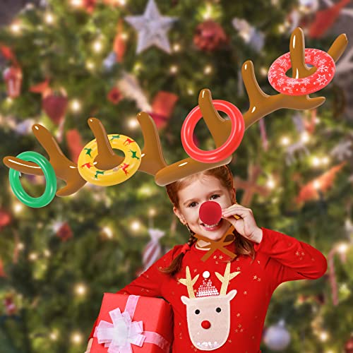Uniqhia Inflatable Reindeer Antler Ring Toss Game, 2024 Christmas Games Ring Toss for Christmas Party Games, Patented