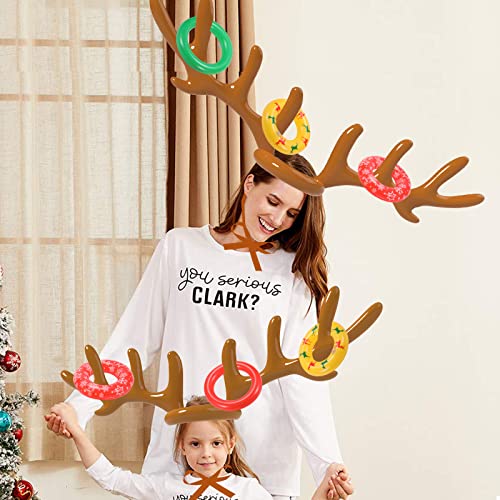 Uniqhia Inflatable Reindeer Antler Ring Toss Game, 2024 Christmas Games Ring Toss for Christmas Party Games, Patented