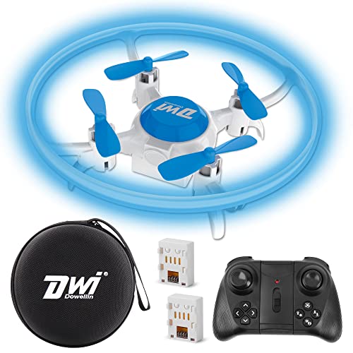 Dwi Dowellin 4.2 Inch Mini Drone for Kids with LED Lights Crash Proof One Key Take Off Landing Spin Flips RC Flying Toys Drones for Beginners Boys and Girls Adults Quadcopter 2 Batteries, Blue