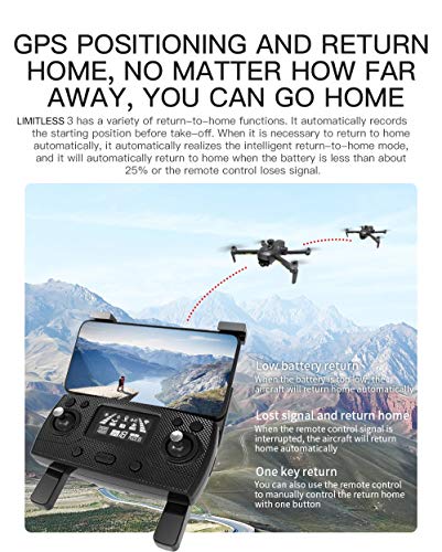 Drone X Pro LIMITLESS 4 GPS 4K UHD Camera Drone for Adults with EVO Obstacle Avoidance, 3-Axis Gimbal, Auto Return Home, Follow Me, Long Flight Time, Long Control Range, 5G WiFi FPV Live Video, EIS, Superior Stabilization
