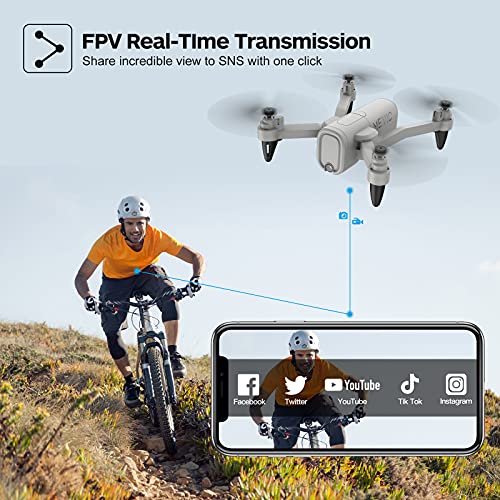 HR Drone for Beginner with 1080p Camera,oldable Drones for Kids and Adults,Quadcopter Helicopter for Beginner with Follow Me,Altitude Hold,Carrying Case,RC Toys Gifts for Boys Girls and Adults (Gray)