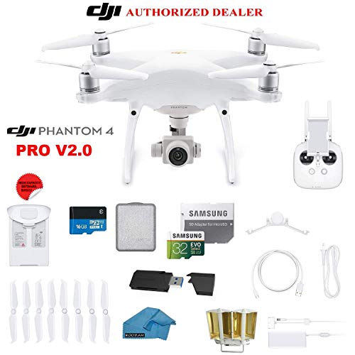 DJI Phantom 3 Professional (Pro) Quadcopter Drone 4K UHD Video Camera everything you need Kit, 2 Total DJI Batteries, 32GB Micro SDHC Card, Reader, Carry System with Harness