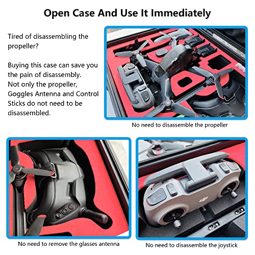 Judunmsk Drone Waterproof Hard Case for DJI FPV Case, Large-Capacity Carrying Case Without Disassembling The Propeller, Compatible with Arm Bracers Accessories(Not Include Arm Bracers and Drone)