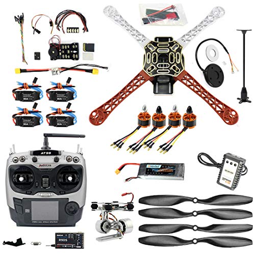 QWinOut DIY FPV Drone Quadcopter 4-axle Aircraft Kit :F450 450 Frame + PXI PX4 Flight Control + 920KV Motor +GPS + AT9 Transmitter + Gimbal Camera Mount