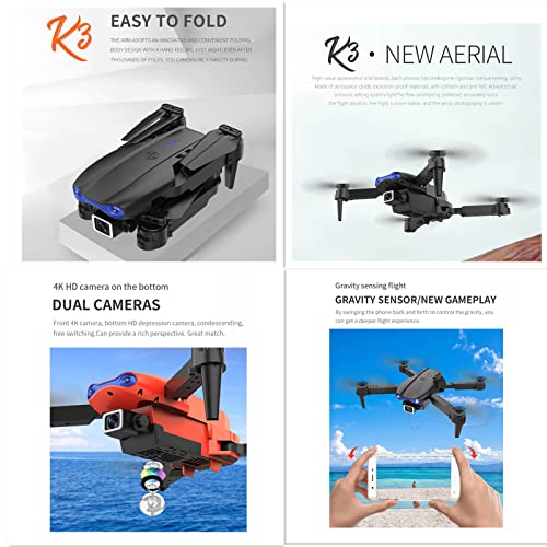 Drones with 4K HD Dual Camera for Adults Kids, RC Quadcopter Transmission WiFi FPV Live Video, Mini Drone with Headless Mode and One Key to Return Function, Autonomous Set Up Trajectory Flight (#01)