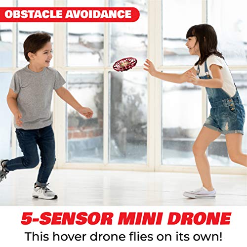 Force1 Scoot Hand Operated Drone for Kids or Adults - Hands Free Motion Sensor Mini Drone, Easy Indoor Small UFO Toy Flying Ball Drone Toy for Boys and Girls (Red)