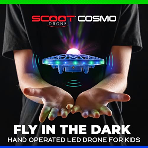 Force1 Scoot Cosmo LED Hand Operated Drone for Kids or Adults - Hands Free Motion Sensor Mini Drone with Bright LED Projection, Easy Indoor Small UFO Toy Flying Ball Drone Toy for Boys and Girls (Blue)