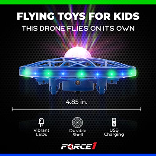 Force1 Scoot Cosmo LED Hand Operated Drone for Kids or Adults - Hands Free Motion Sensor Mini Drone with Bright LED Projection, Easy Indoor Small UFO Toy Flying Ball Drone Toy for Boys and Girls (Blue)