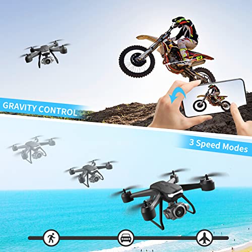 DRONEEYE 4DV14 Drone with Camera for Adults 1080P FPV HD Live Video RC Quadcopter for Kids Beginners Toys,Altitude Hold,Gravity Sensor,Trajectory Flight,3D Flip,Gesture Control, Voice Control,2 Batterys