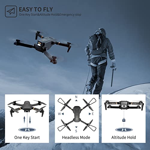 4DV4 Drone with 1080P HD Camera for Adults FPV Live Video RC Quadcopter Helicopter for Beginners Kids Toys Gifts,2 Batteries and Carrying Case,Altitude Hold,Waypoints,3D Flip,Headless Mode,Black
