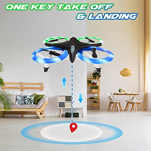 Mini Drone for Kids, RC Drone Quadcopter with LED Lights, Altitude Hold, Headless Mode, 3D Flip, Great Gift Toy for Boys and Girls-Black
