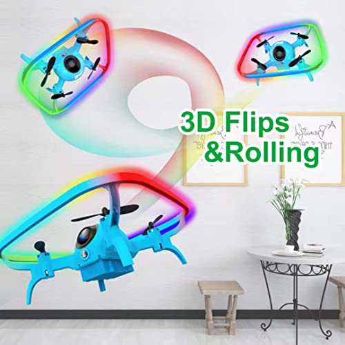 Dwi Dowellin Mini Drone for Kids, LED Lights Remote Control Drone, Nano RC Quadcopter with Auto Hovering Small&Easy Flying Toys Drones for Beginners Boys and Girls Adults