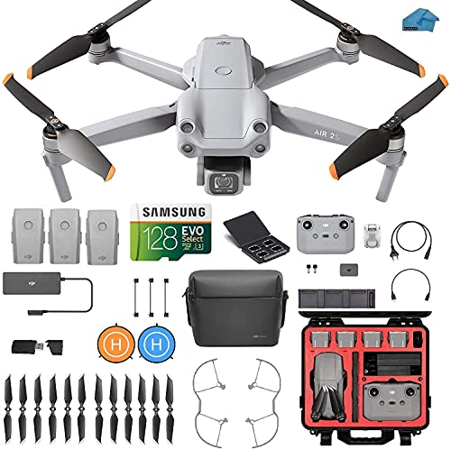 DJI Air 2S Fly More Combo - Drone Quadcopter UAV with 3-Axis Gimbal Camera, 5.4K Video, 3 batteries, HardCase, 128gb SD Card, Lens Filters, Landing pad Kit with Must Have Accessories