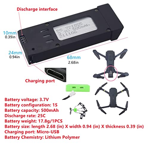 sea jump 4PCS 3.7V 500mah Lithium Battery + 4in1 Charger for E58 S168 JY019 Folding Quadcopter Spare Parts
