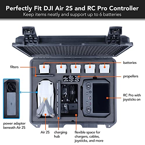 Lykus Titan MA230 Waterproof Hard Case for DJI Air 2S/Mavic Air 2 and DJI RC/RC Pro, Fit DJI RC/RC Pro and RC-N1 Simultaneously [CASE ONLY]