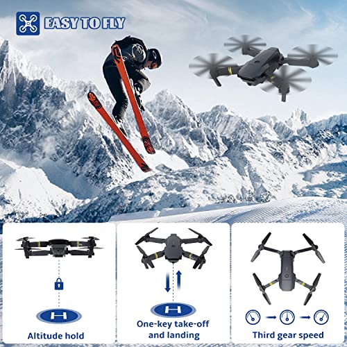 E58 Drone with Camera for Adults/Kids Foldable RC Quadcopter Drone with 4K HD Camera, WiFi FPV Live Video, Altitude Hold, One Key Take Off/Landing, 3D Flip, APP Control