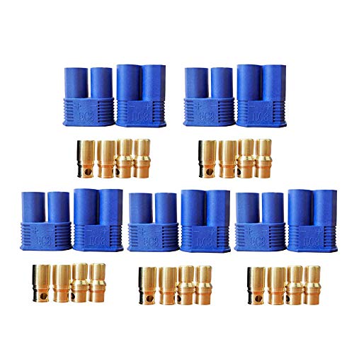 FLY RC 5 Pairs EC8 Banana Plug Connectors Female Male 8.0mm Gold Bullet Connector for RC ESC LIPO Battery Device Electric Motor
