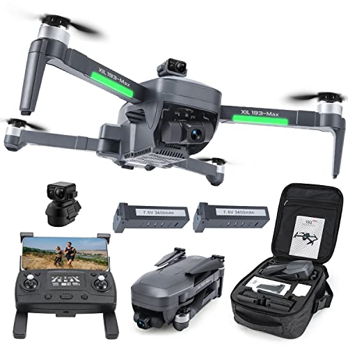 XiL 193MAX1 GPS Drone with Camera for Adults,4K EIS Camera Drone with Obstacle Avoidance,3-Axis Gimbal Quadcopter With 52 Min Long Flight Time,9800ft 5Ghz Transmission,Auto Return Home,Brushless Motor