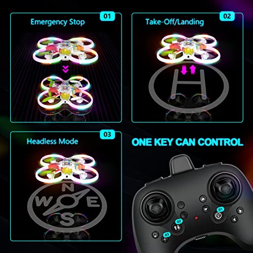 Tech rc Drone for Kids, LED Remote Control Drones Quadcopters for beginners, Headless Mode, 4-Channgel Remote Control ,3D Flips ,3 Speed , LED Light Adjustment, 2 Drone Batteries and Gifts for Boys and Girls