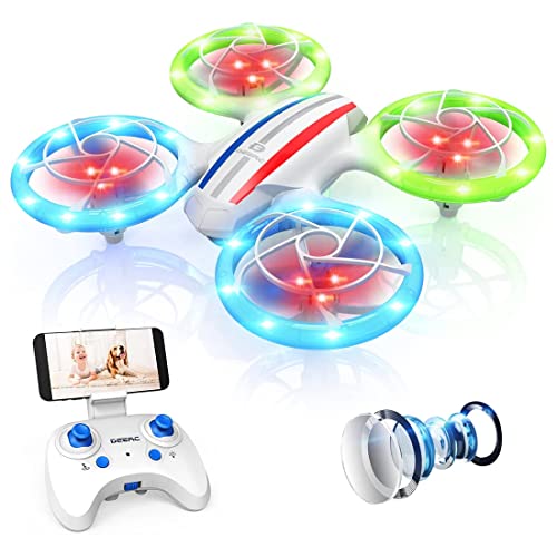 D23 DEERC Drones for Kids Beginners, LED RC Mini Quadcopter with Altitude Hold, Headless Mode, Aircraft with 720P HD FPV WiFi Camera, Propeller Full Protect, Easy to use Kids Gifts Toys for Boys, Girls
