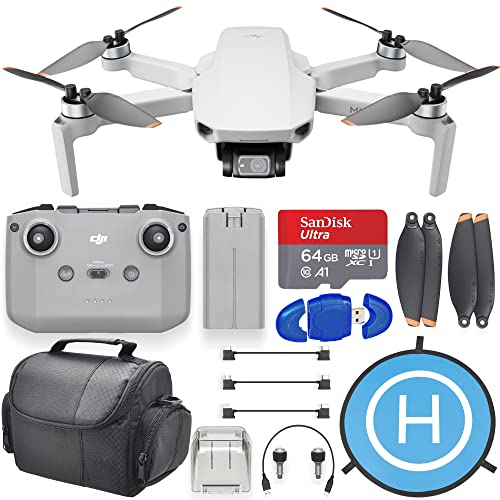 Digital Village DJI Mini 2 Ultralight and Foldable Drone Quadcopter with 4K Camera Bundle with SanDisk 64GB MicroSD Card, Carrying Case, Landing pad Kit with Pilot Bundle (Renewed)