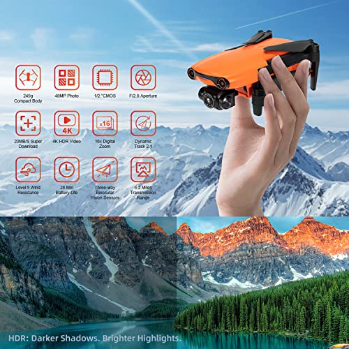 Autel Robotics EVO Nano+(Plus) Drone Standard,249g Foldable Drone with 3-Axis Gimbal Camera,3D Obstacle Avoidance,RYYB,1/1.28CMOS,PDAF + CDAF Dual Focus,50MP Photos,28 Mins Flight Time by Autel EVO Nano Plus Orange