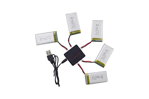 Fytoo 5Pcs 3.7V 1200mah Upgrade Li-Polymer Battery and 5in1 Batteries Charger for SYMA X5SW X5SC X5SC-1 RC Quadcopter Drone Replacement Battery Spare Parts