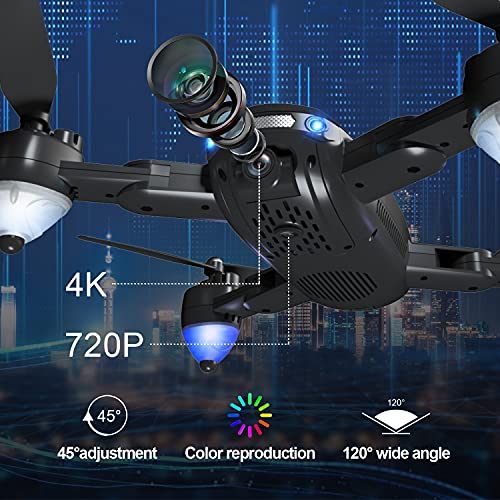 GPS Drone with 4K Camera for Adults Beginner, Dual Camera 5G WiFi FPV Live Video Quadcopter Auto Return Follow Me Foldable Drone 40mins Flight Time Headless（2 Batteries）