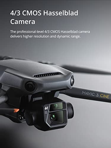 DJI Mavic 3 Cine Premium Combo - Camera Drone with 4/3 CMOS Hasselblad Camera, 5.1K Video, Omnidirectional Obstacle Sensing, 46-Min Flight, Apple ProRes 422 HQ, Max 15km Video Transmission (Renewed)
