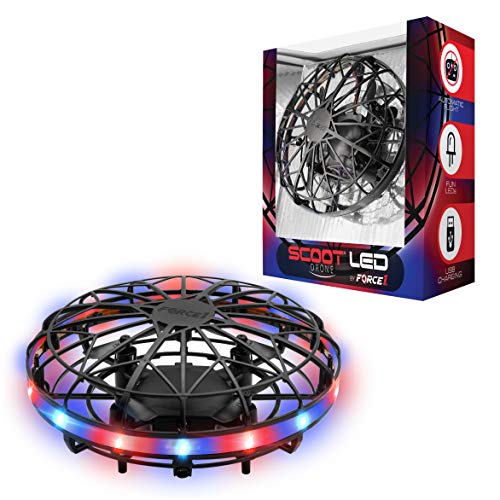 Force1 Scoot LED Hand Operated Drone for Kids or Adults - Hands Free Motion Sensor Mini Drone, Easy Indoor Small UFO Toy Flying Ball Drone Toy for Boys and Girls (Red/Blue)