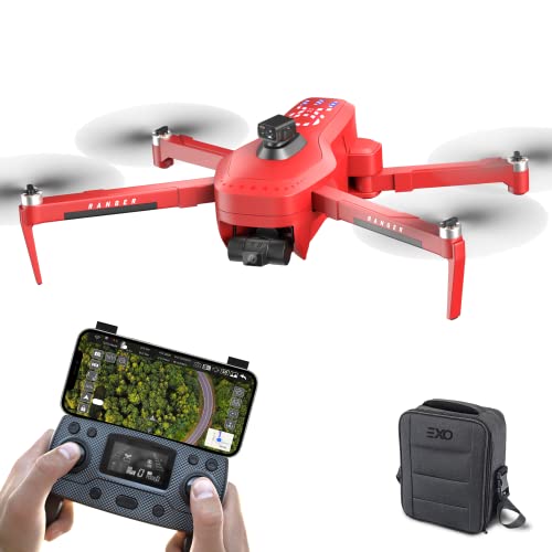 EXO X7 Ranger Plus - High End Camera Drone for Adults. Long Battery & Range, 4K Camera, 3 Axis Gimbal, Obstacle Avoidance, 27MPH Speed. Powerful & Playful Drone with Camera and GPS Return to Home. (2 Batteries, USA Red)