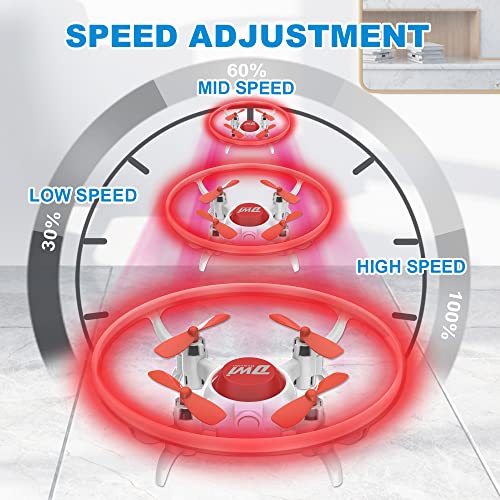 Dwi Dowellin 4.2 Inch Mini Drone for Kids with LED Lights Crash Proof One Key Take Off Landing Spin Flips RC Flying Toys Drones for Beginners Boys and Girls Adults Quadcopter, 2 Batteries, Red