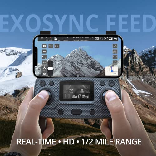 EXO X7 Ranger Plus - High End Camera Drone for Adults. Long Battery & Range, 4K Camera, 3 Axis Gimbal, Obstacle Avoidance, 27MPH Speed. Powerful & Playful Drone with Camera and GPS Return to Home. (3 Batteries, Matte Black)