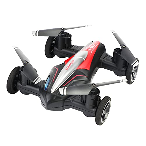 Drone_Flying Cars Quadcopter Air-Ground Dual Mode Switchwith Remote Control Car with 360°Rolling, Speed Switch, LED Lights, One Key Return,Headless Mode (Red)