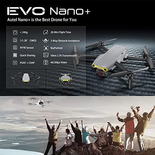 Autel Robotics EVO Nano Plus More Combo -249g Ultralight Foldable with 4K RYYB Pro Camera,,28 Minutes Flight Time,3-Axis Gimbal with 1/1.28 inch CMOS Image Sensor 10km HD Video Transmission RC Quadcopter(Nano Plus Premium Bundle , Space Gray)