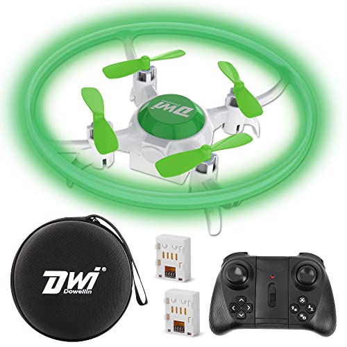 Dwi Dowellin 4.2 Inch Mini Drone for Kids with LED Lights Crash Proof One Key Take Off Landing Spin Flips RC Flying Toys Drones for Beginners Boys and Girls Adults Quadcopter 2 Batteries, Green