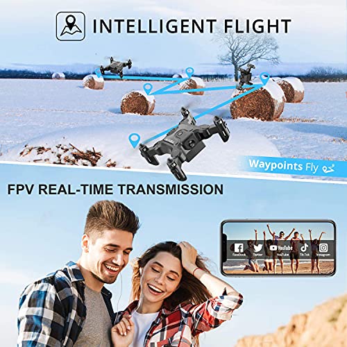 4DV2 Foldable Mini Drone with 720P Camera for Kids,2.4G FPV Video,Nano Portable Pocket RC Quadcopter Beginners Toys,3D Flip,Altitude Hold,Headless Mode,Trajectory Flight,3D Flips,3 Battery