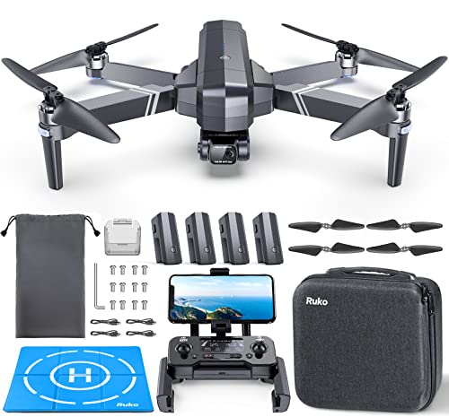 Ruko F11GIM2 4B Drones With Camera for Adults, 3-Axis Gimbal with 4K Videos, 112 Mins Fly More Time 4 Batteries, Extra Landing Pad, 3KM Long Range, Auto Return, Follow Me, Waypoint, Point of Interest