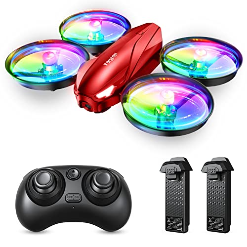 TOMZON A31 Drone for Kids, Mini RC Drone Toy with 7 Colors LED Lights, 3 Speeds Adjustable, 3D Flips, Kids Drones for Beginners Boys Girls Birthday Gifts, Headless Mode, Altitude Hold, 2 Batteries