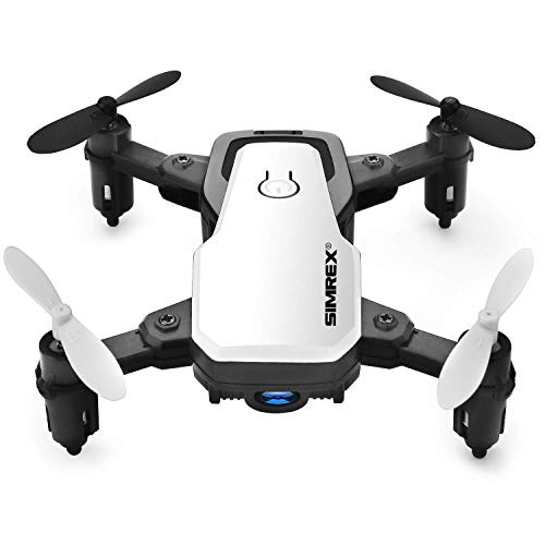 SIMREX X300C Mini Drone RC Quadcopter Foldable Altitude Hold Headless RTF 360 Degree FPV Video WiFi 720P HD Camera 6-Axis Gyro 4CH 2.4Ghz Remote Control Super Easy Fly for Training(White)