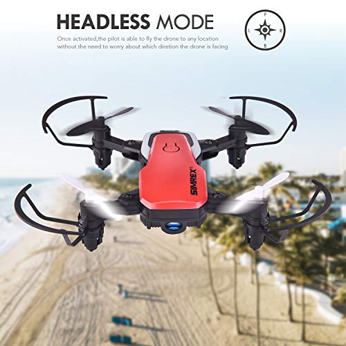 SIMREX X300C Mini Drone RC Quadcopter Foldable Altitude Hold Headless RTF 360 Degree FPV Video WiFi 720P HD Camera 6-Axis Gyro 4CH 2.4Ghz Remote Control Super Easy Fly for Training(Red)