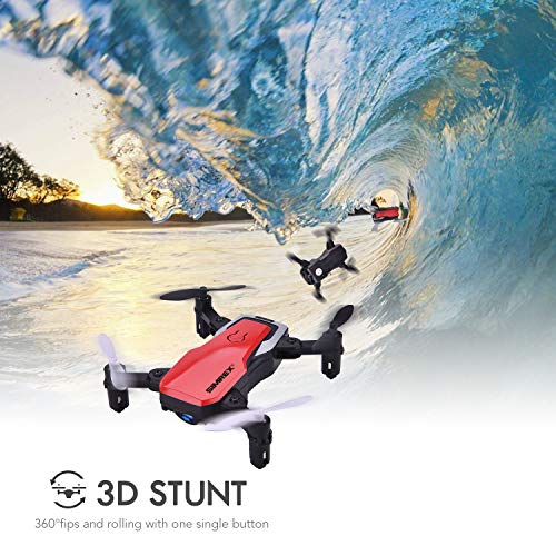 SIMREX X300C Mini Drone RC Quadcopter Foldable Altitude Hold Headless RTF 360 Degree FPV Video WiFi 720P HD Camera 6-Axis Gyro 4CH 2.4Ghz Remote Control Super Easy Fly for Training(Red)