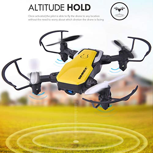 SIMREX X300C 8816 Mini Drone with Camera WiFi HD FPV Foldable RC Quadcopter Rtf 4CH 2.4Ghz Remote Control Headless [Altitude Hold] Super Easy Fly for Training - Yellow