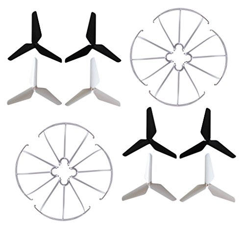 BTG Black and White 3-Blade Propellers (2sets) + Prop Guards (2sets) for Syma X5 X5A X5C X5S X5SC X5W X5SW H5C Skytech M68R Quadcopter Parts