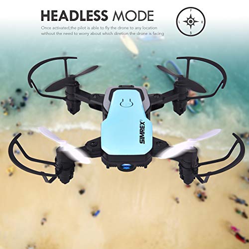SIMREX X300C Mini Drone RC Quadcopter Foldable Altitude Hold Headless RTF 360 Degree FPV Video WiFi 720P HD Camera 6-Axis Gyro 4CH 2.4Ghz Remote Control Super Easy Fly for Training(Blue)