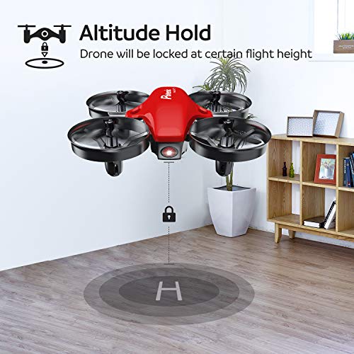 Potensic A20 Mini Drone for Kids and Beginners RC Nano Quadcopter 2.4G 6 Axis, Altitude Hold, Headless Mode Safe and Stable Flight, 3 Batteries, Great Gift Toy for Boys and Girls -Red